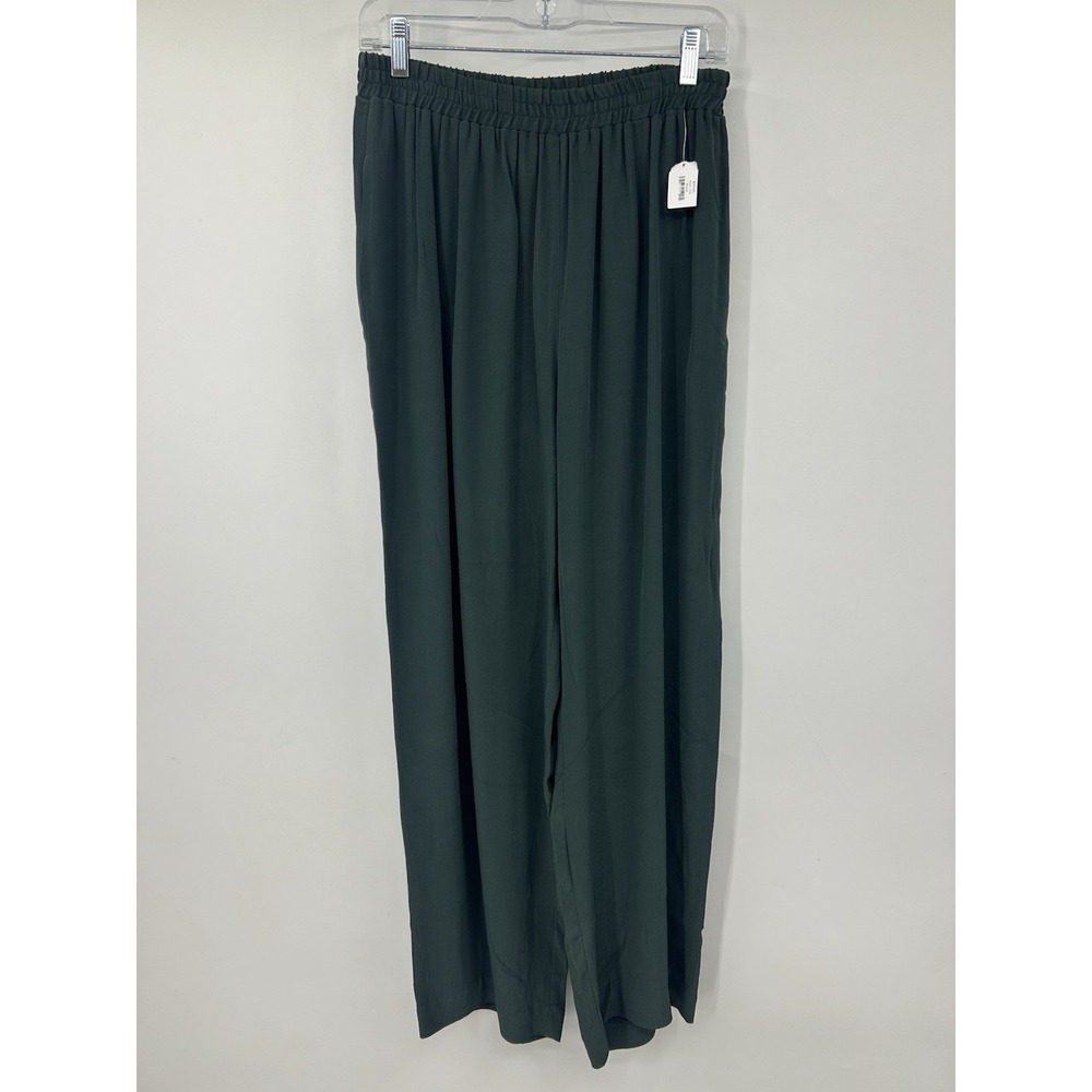 Yasuko Dark Green Wide Leg Elastic Waist Pull On Pants Size S/M